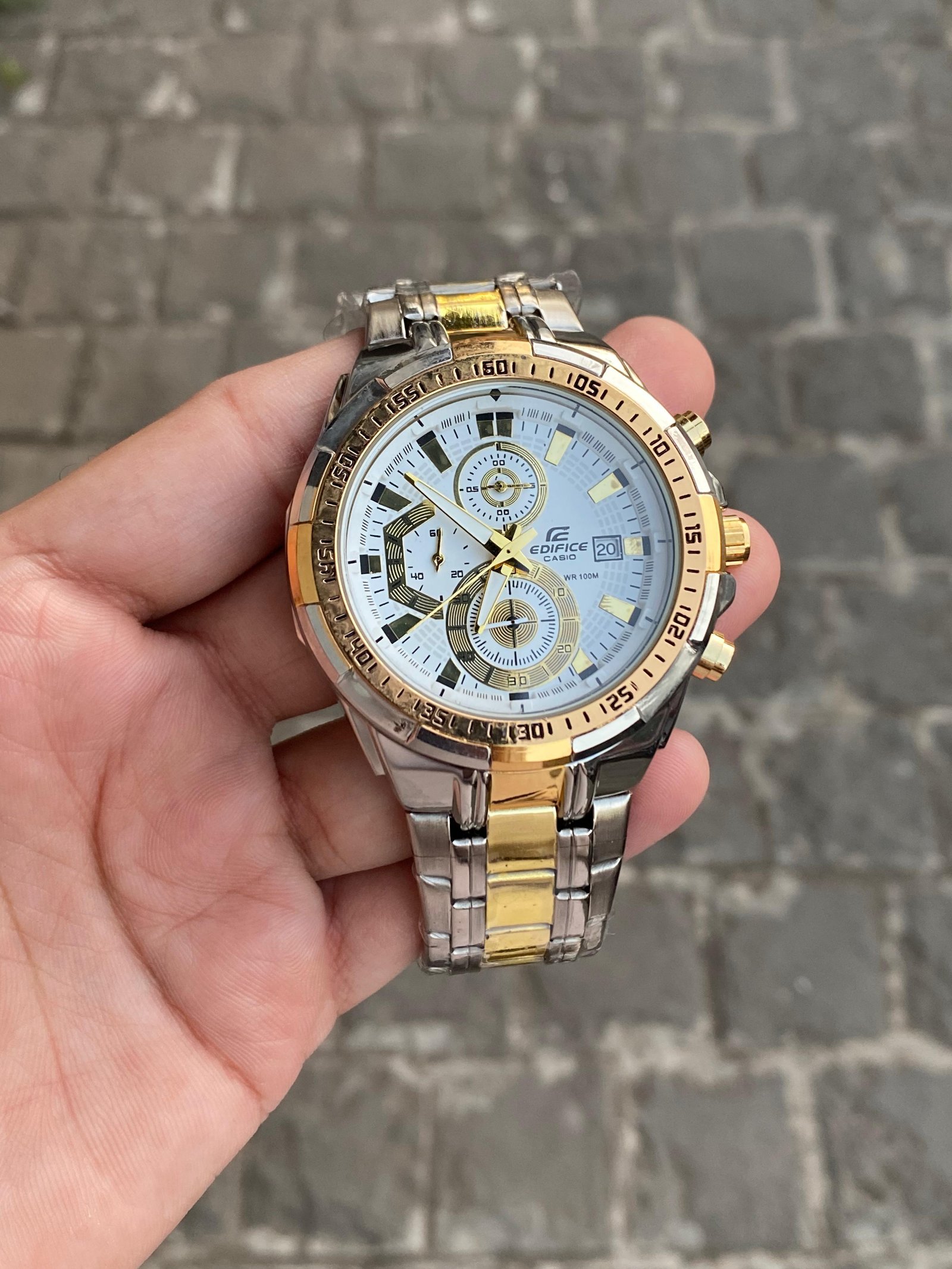 EDIFICE CASIO White Dial 2 Tone Classic men's Watch 