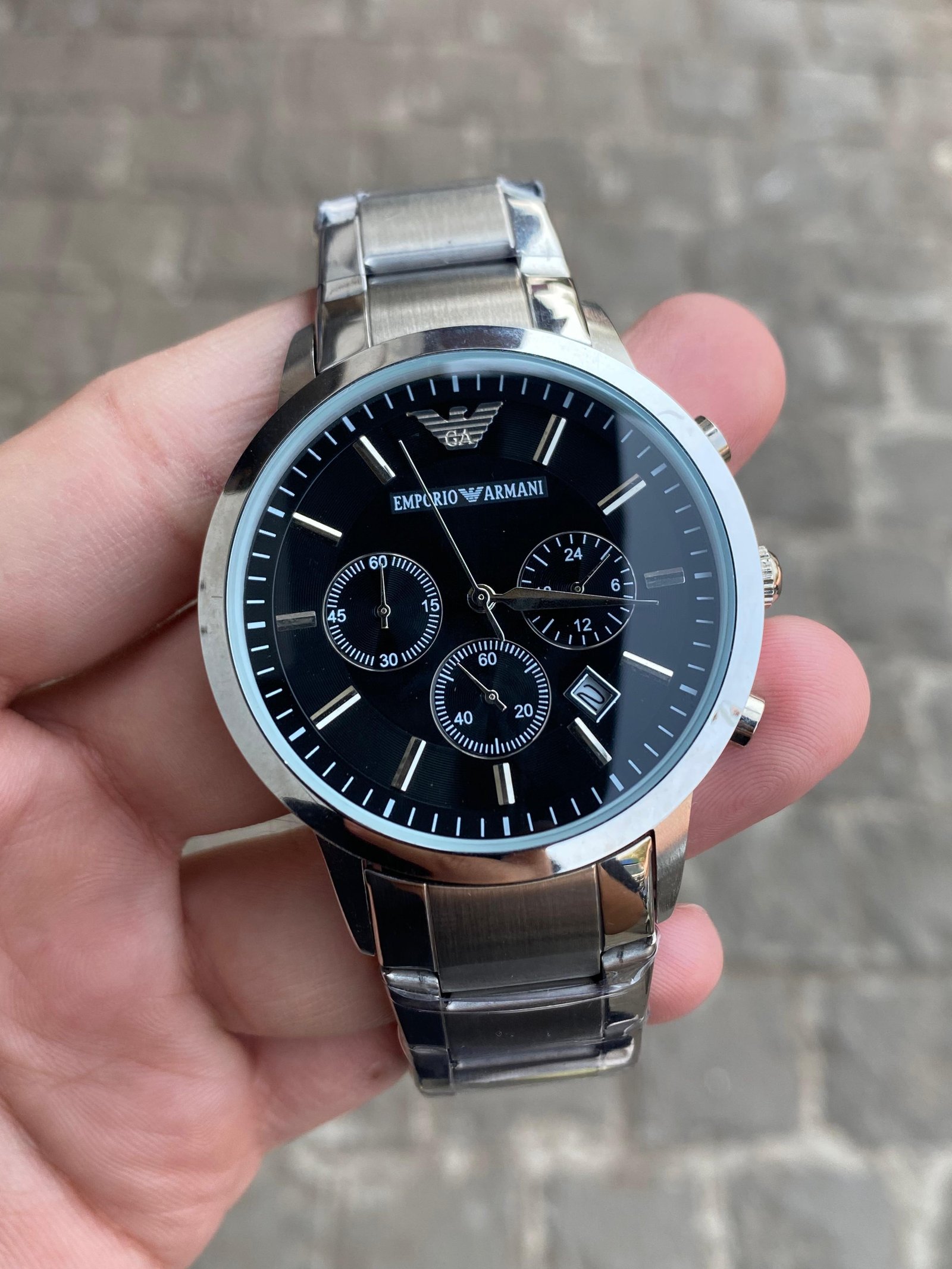 Emporio Armani Classic Black Dial Watch For Men 
