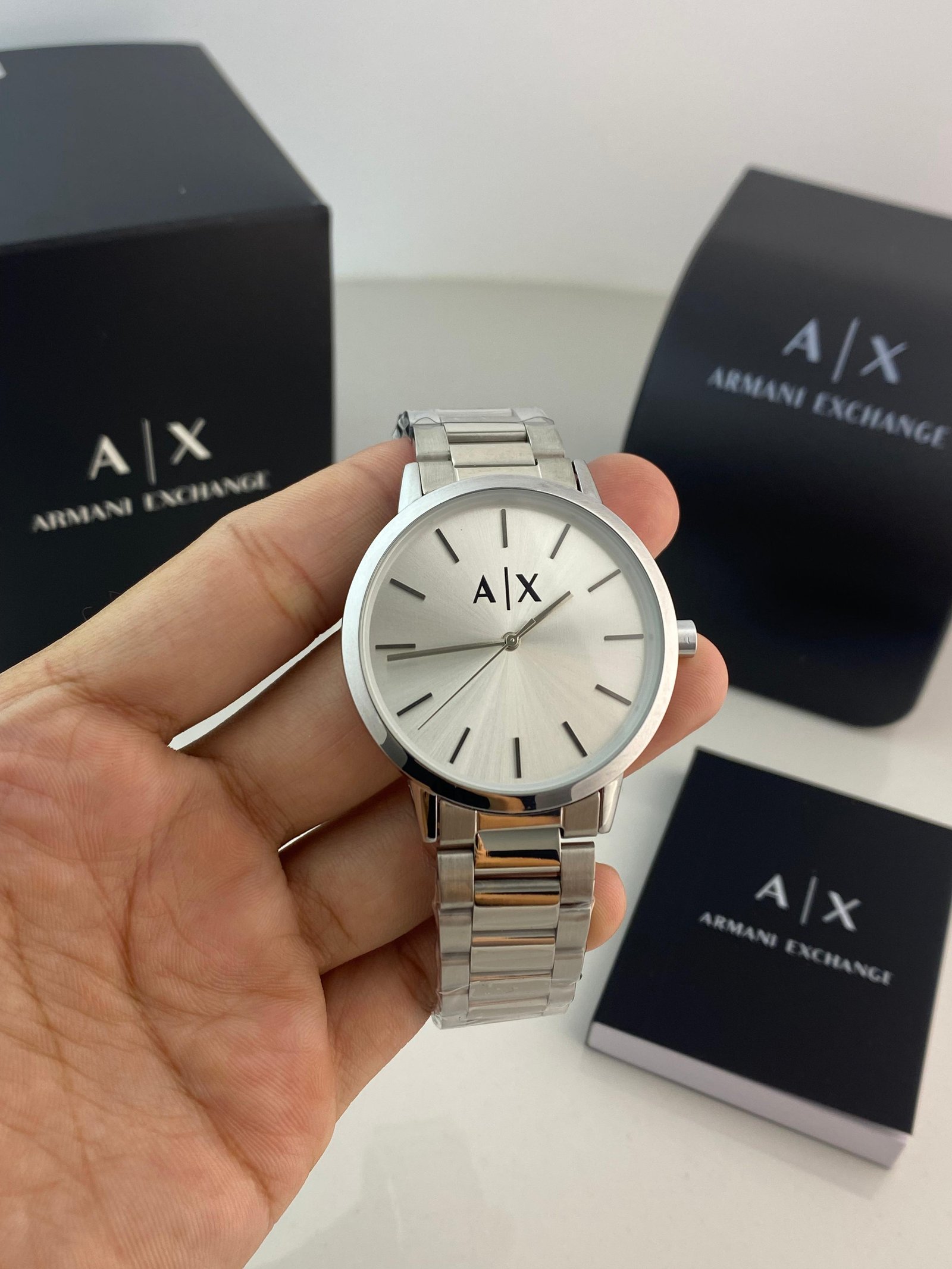 Armani Exchange Silver Chrome Premium Watch For Men 