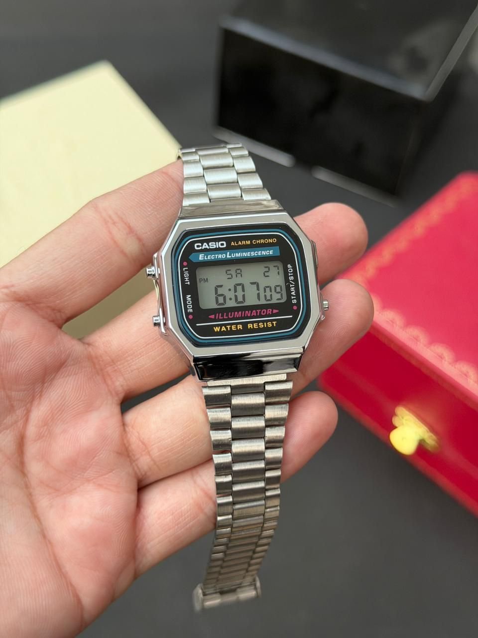 Casio Vintage Silver Chrome Premium Watch For Men 