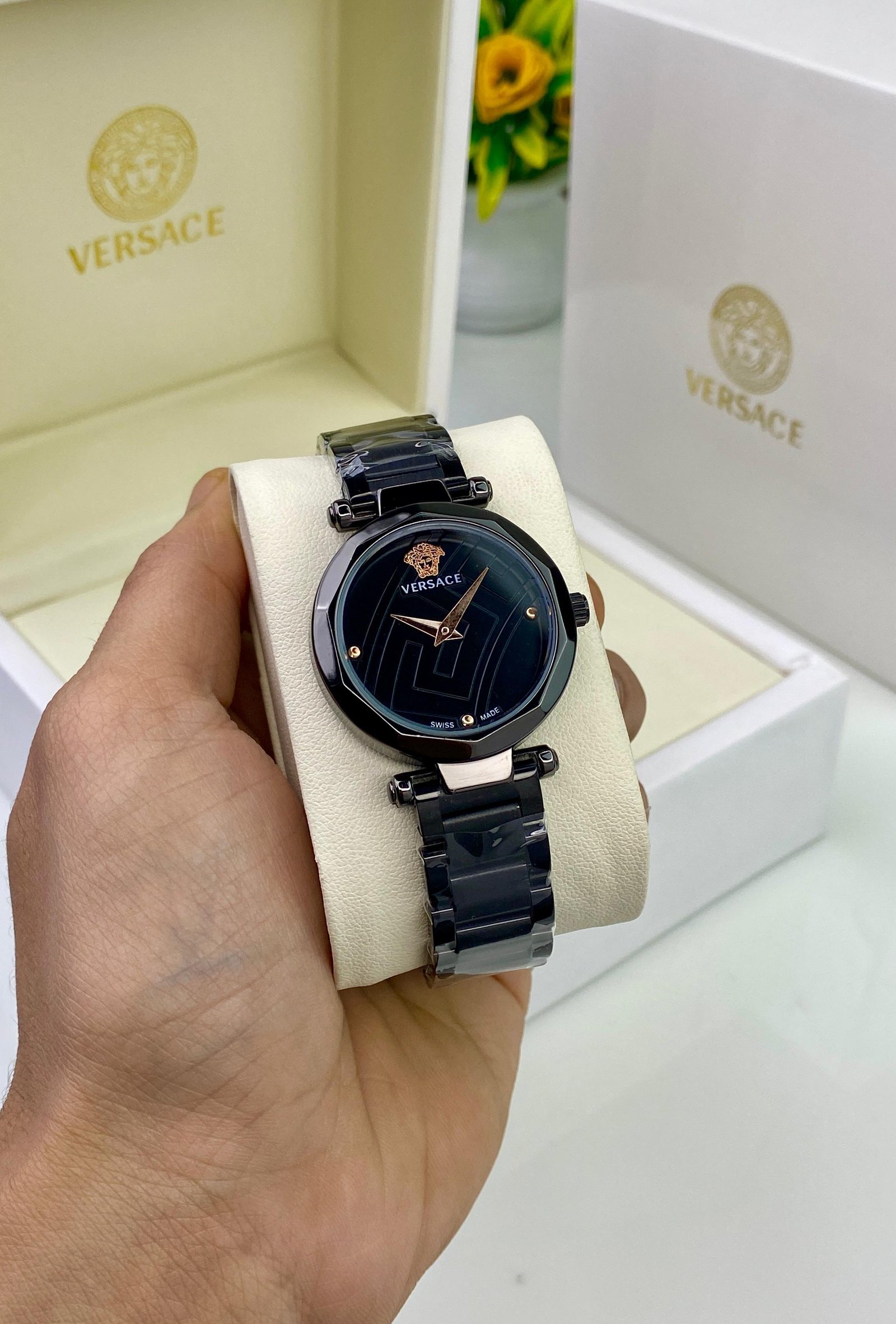 Versace Black Deca Lovely & Eye Catching Watch For Her 