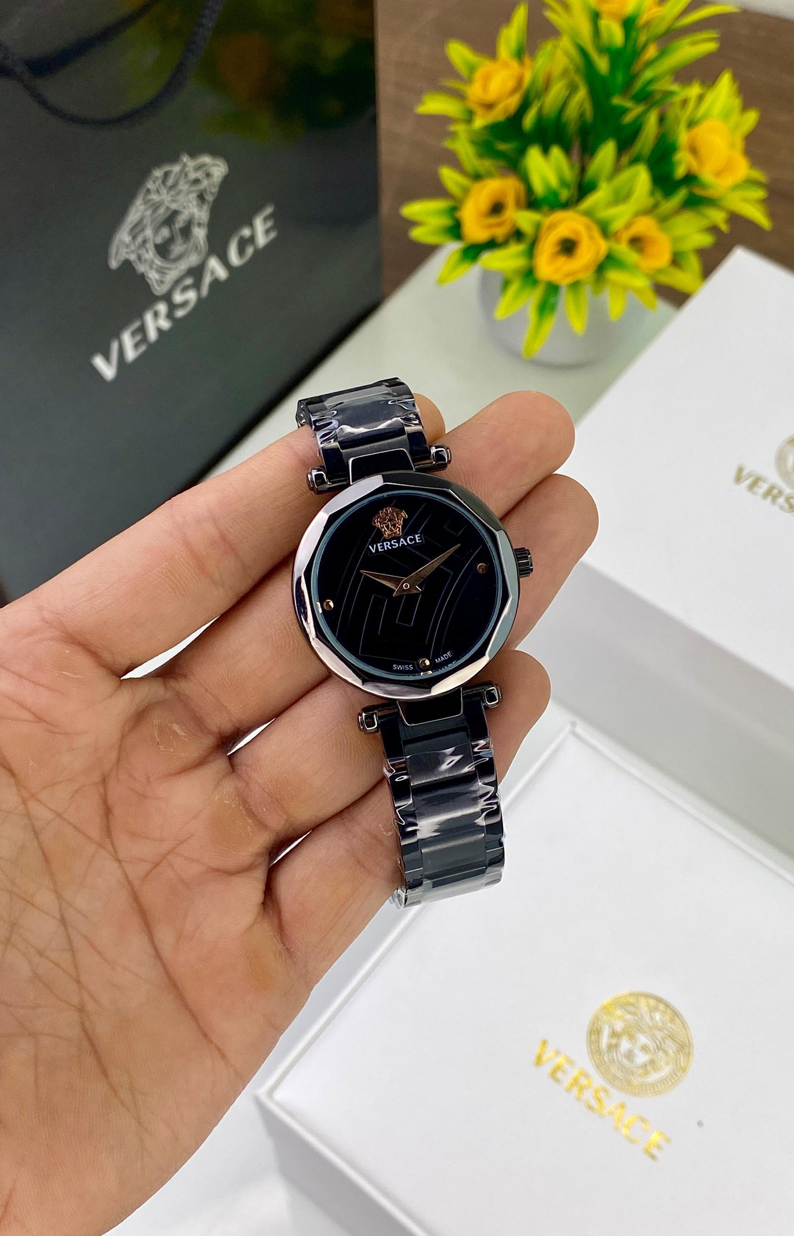 Versace Black Deca Lovely & Eye Catching Watch For Her 