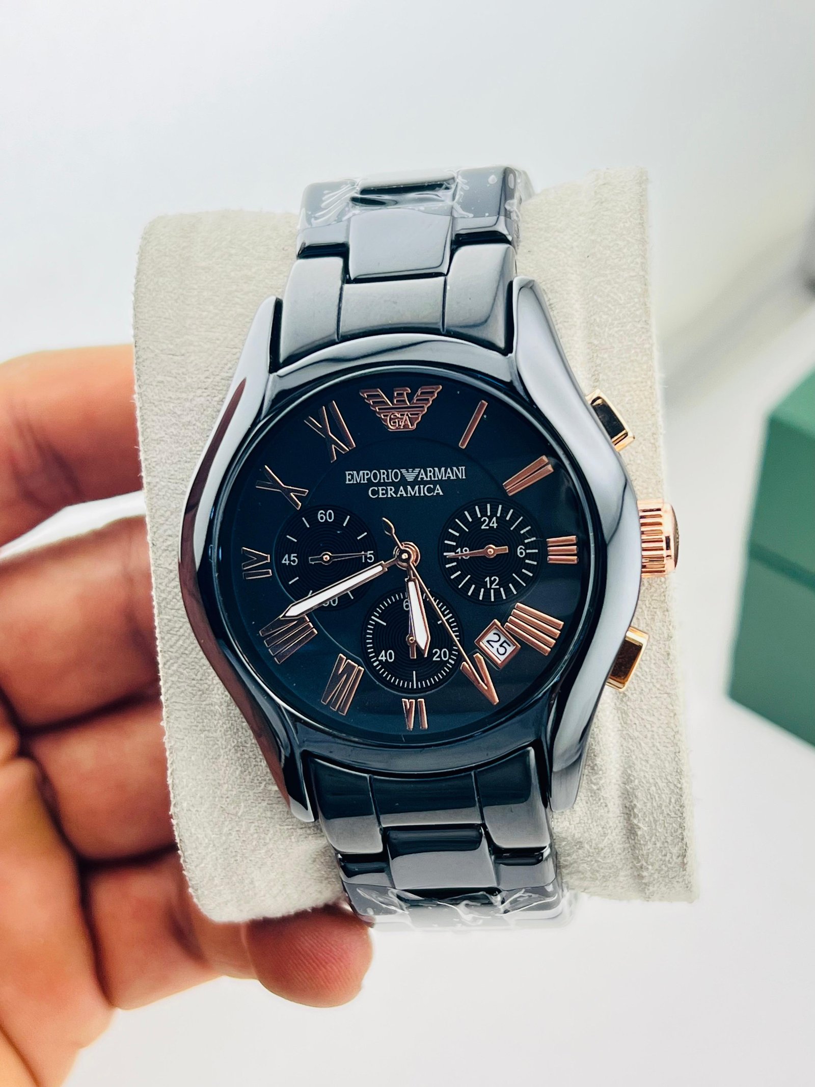 ARMANI CERAMIC BLACK COPPER DIAL LUXURY WATCH FOR MEN 