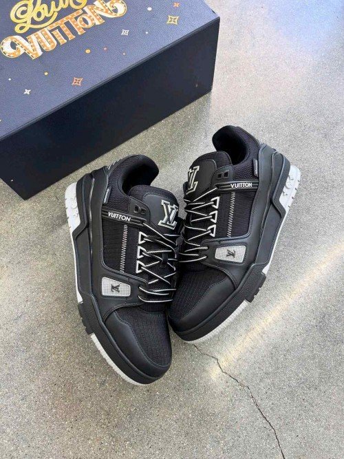 louis Vui_tton LV Trainer Sneakers black grey ( Unisex )