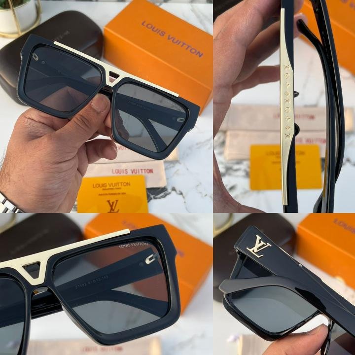Louis Vuitton Carved Black Golden Hard Sunglass For Men 