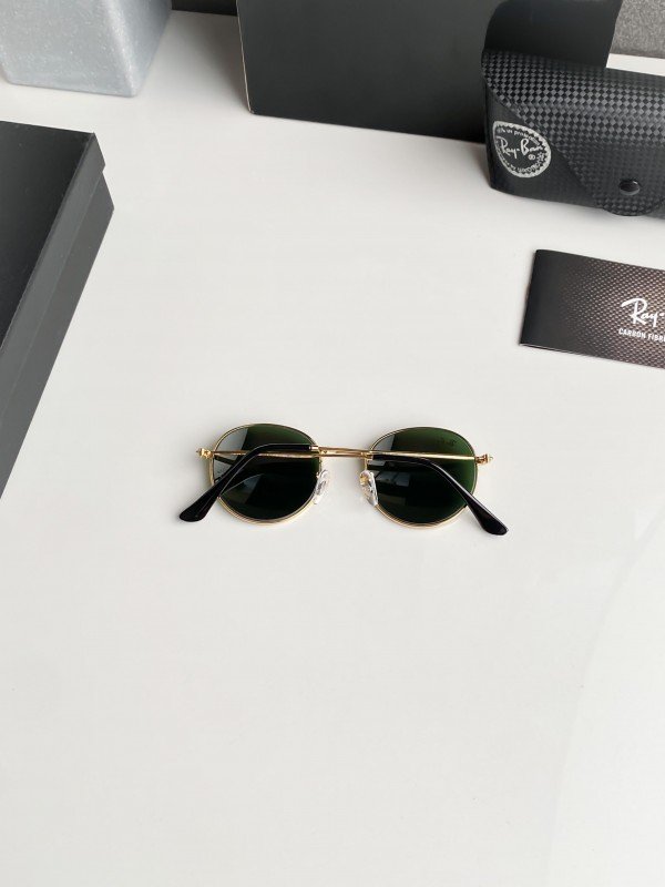 Ray-Ban 3447 Green Gold Premium Round Sunglass 