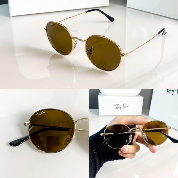 Ray-Ban 3447 Brown Shade Round Sunglass For Men 