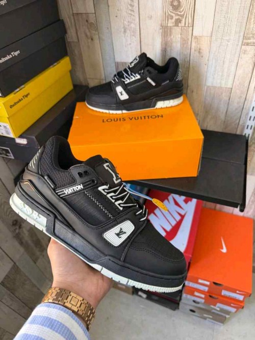 louis Vui_tton LV Trainer Sneakers black grey ( Unisex )