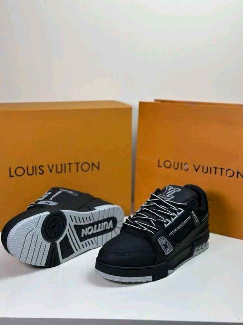 louis Vui_tton LV Trainer Sneakers black grey ( Unisex )