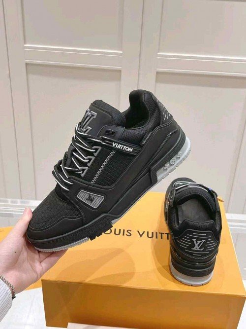 louis Vui_tton LV Trainer Sneakers black grey ( Unisex )